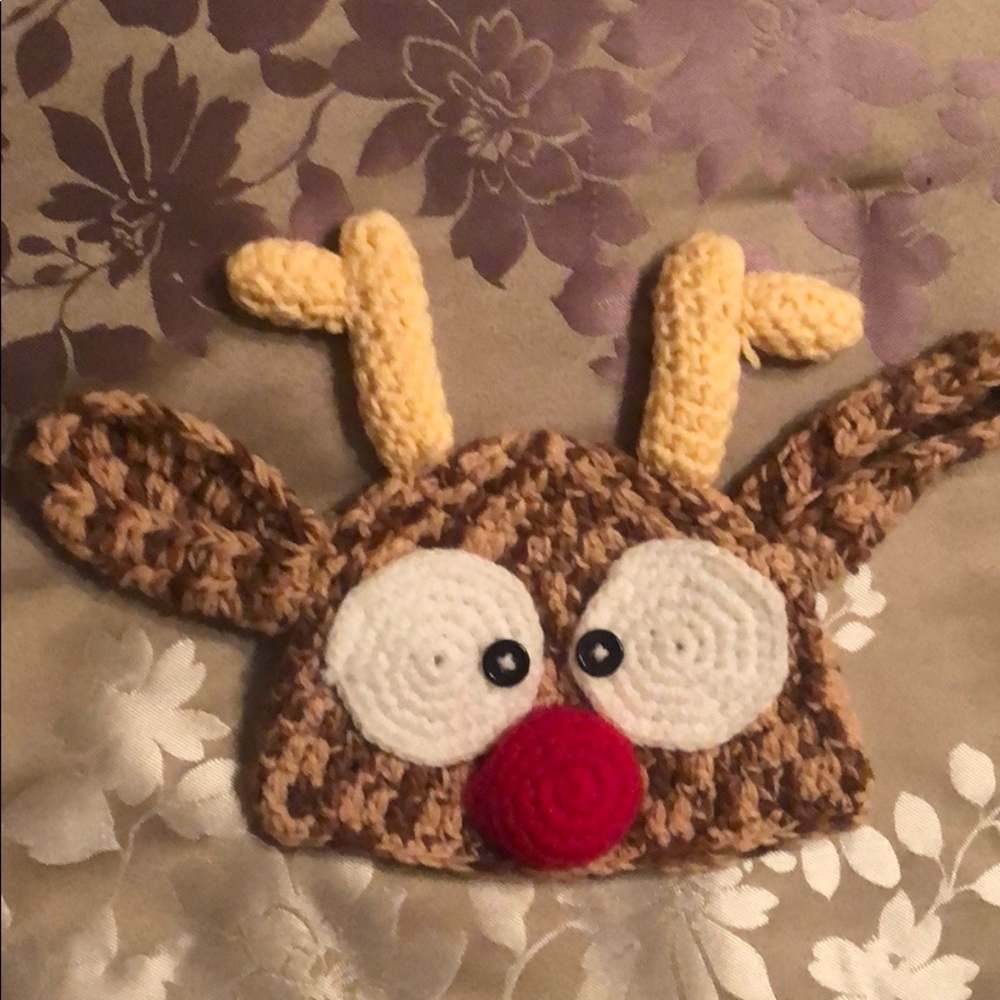 Adorable infant custom made reindeer hat